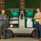 Nuro’s co-founder Jiajun Zhu with Domino’s CEO Ritch Allison.